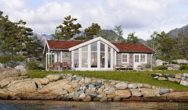 Hytte med store vinduer