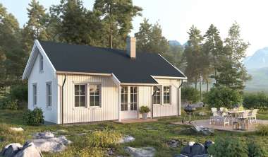 Liten hvit hytte